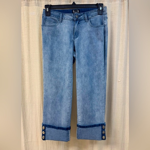Women's Blue Jeans with Button/Snap Detail - A.Z.I - Picture 1 of 5